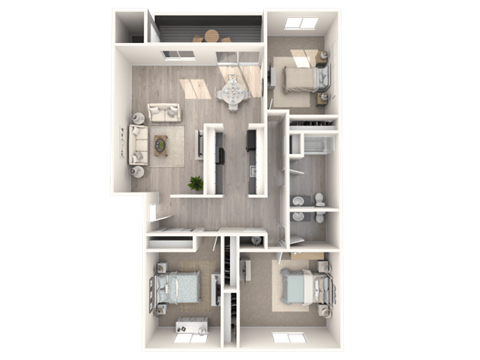 Floor plan for 3 beds, 1.5 baths, 1157 sqft